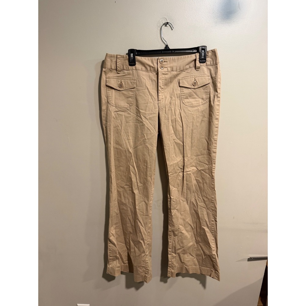 Cato Womens Khaki Tan Cargo Flap Pocket Trousers Size 14 Straight Leg Pants